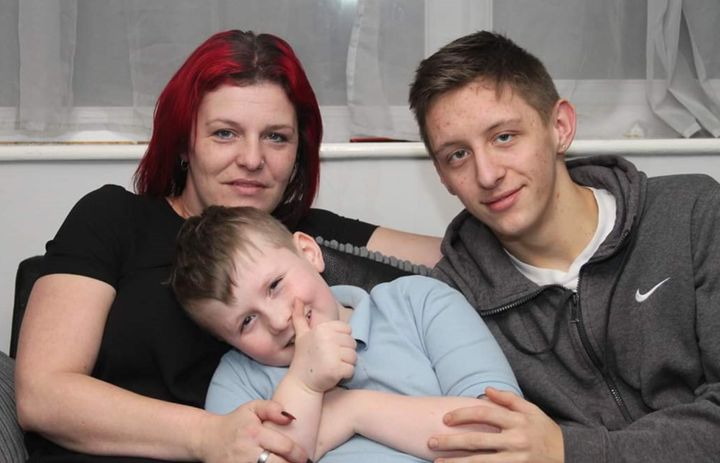Jenny Hobbs, 36, with her sons Stanley, 15 and Nathan, 12