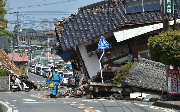 熊本地震での益城町の被害 <br>撮影日：2016年4月17日