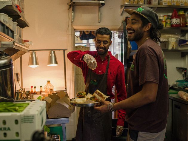 Nish and Harshil Modasia, owners of En Root, a plant-based Indian fusion restaurant in Brixton