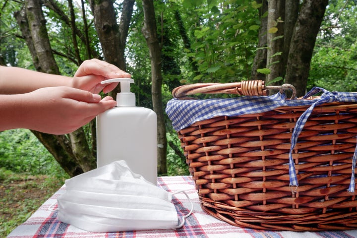 Make sure to sanitize hands and surfaces before eating at your picnic location.