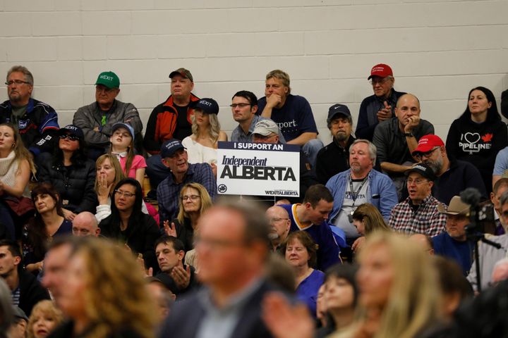 Supporters during a rally for a Wexit rally in Calgary on Nov. 16, 2019. 