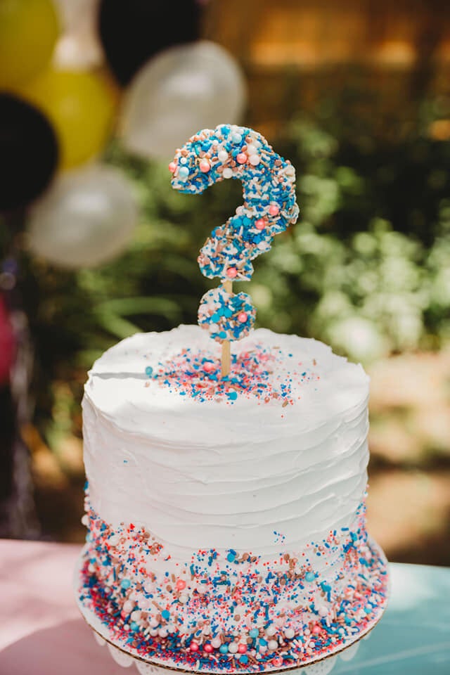 The cake at the gender reveal party Love and Brandon Gwaltney threw their son Grey.