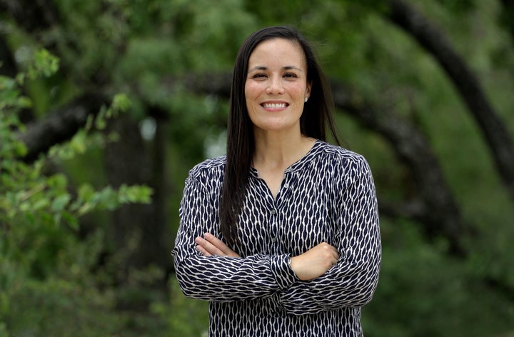 Gina Ortiz Jones, the Democratic nominee for a House seat in West Texas, poses for a photo, Friday, Aug. 10, 2018, in San Antonio, Texas.