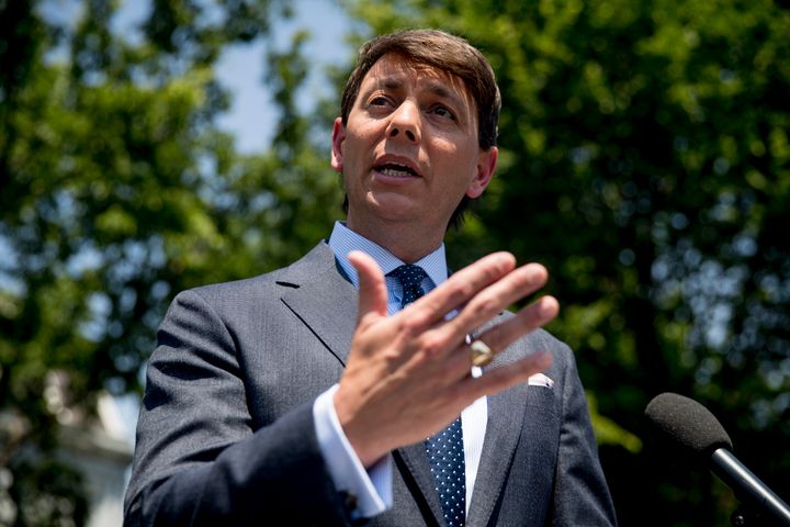 Trump campaign press secretary Hogan Gidley speaks to reporters outside of the White House on June 4, 2020.