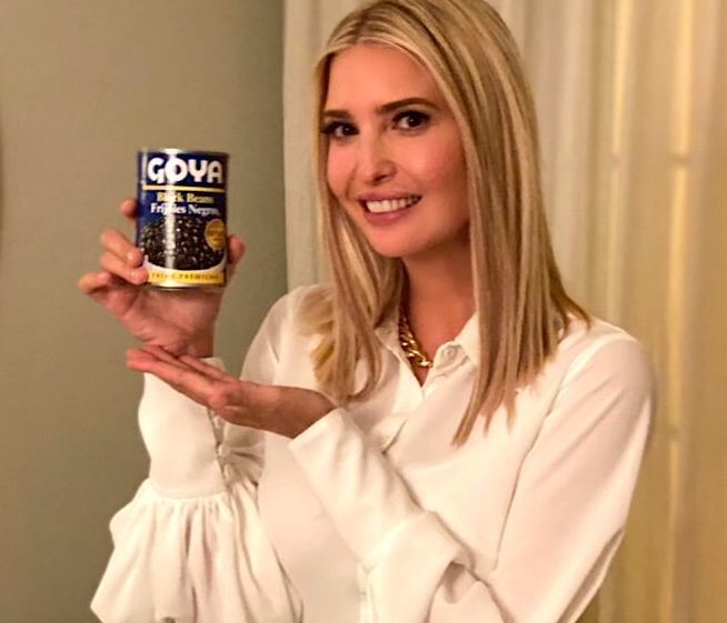 Ivanka Trump plugs Goya black beans after the head of the company praised President Trump.
