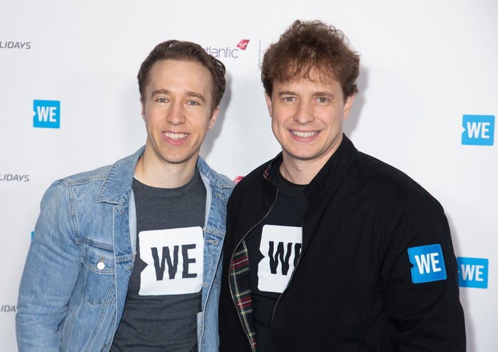 Craig Keilburger and Marc Keilburger attend WE Day UK 2020 at The SSE Arena, Wembley on March 4, 2020 in London.