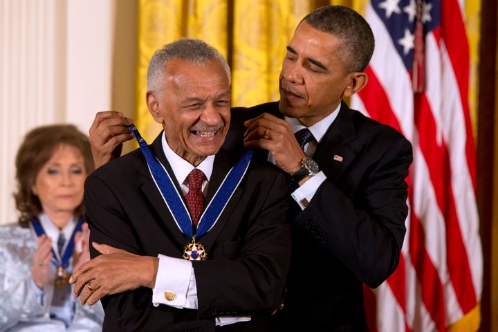 President Barack Obama awarding C.T. Vivian the Presidential Medal of Freedom in the East Room of the White House, Wednesday, Nov. 20, 2013, in Washington. (AP Photo/Jacquelyn Martin)
