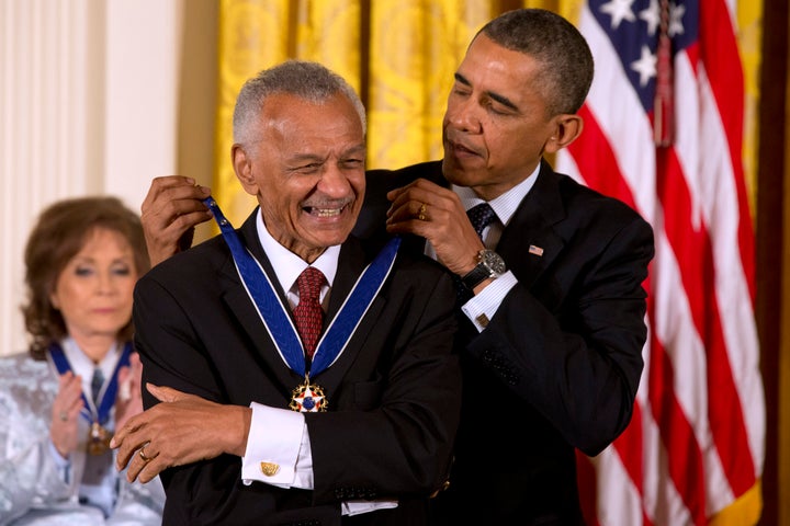 President Barack Obama awarding C.T. Vivian the Presidential Medal of Freedom in the East Room of the White House, Wednesday, Nov. 20, 2013, in Washington. (AP Photo/Jacquelyn Martin)