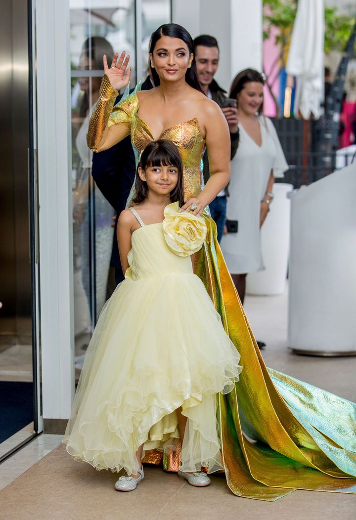 Aishwarya Rai Bachchan and her daughter Aaradhya are seen at the Hotel Martinez during the 72nd Annual Cannes Film Festival on May 19, 2019.