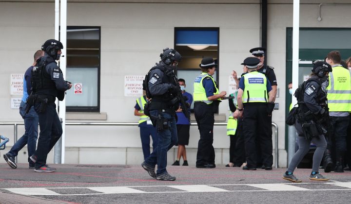 Counter terrorist specialist firearms officers at the Royal Sussex County Hospital in Brighton.