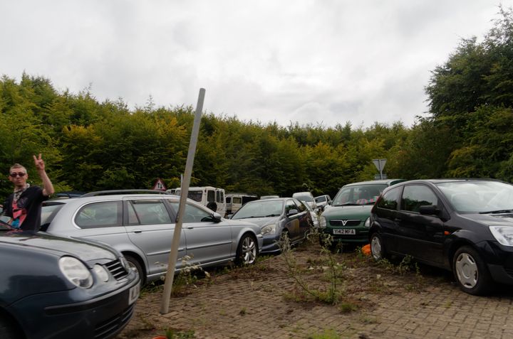 Cars parked near the site of the rave. 