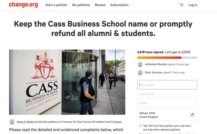 Cass Business School petition