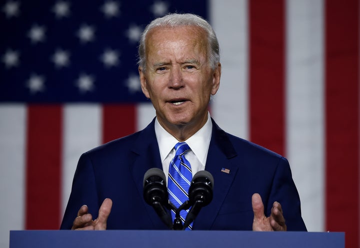 Democratic presidential candidate Joe Biden speaks last week in Wilmington, Delaware, about his "Build Back Better" plan. The third plank of the new economic blueprint focuses on caregiving.