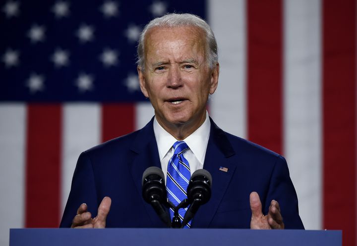 Democratic presidential candidate Joe Biden speaks last week in Wilmington, Delaware, about his "Build Back Better" plan. The third plank of the new economic blueprint focuses on caregiving.