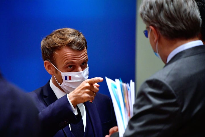 French President Emmanuel Macron during a meeting at the EU summit. He called the deal that European leaders eventually reached “truly historic.” 