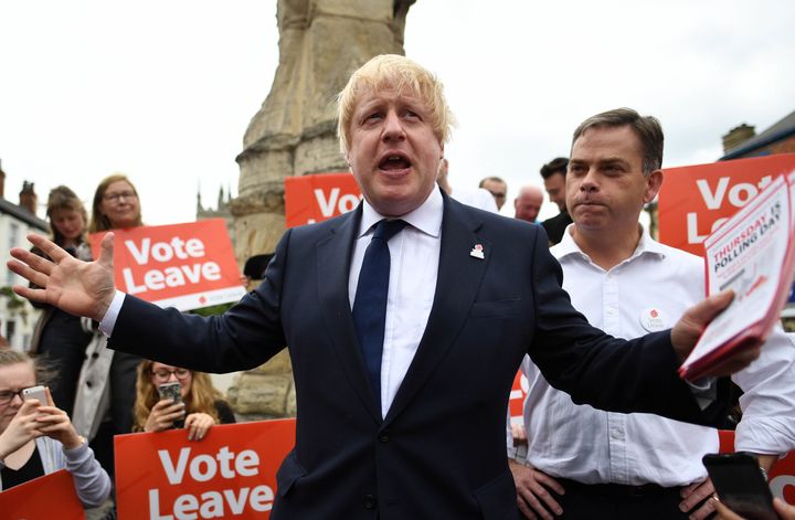 Boris Johnson campaigning for Leave during the 2016 EU referendum.