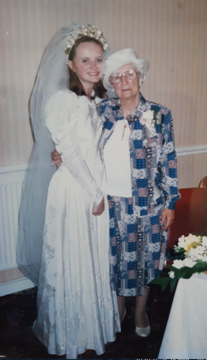 Sarah and her nan in 1997. 