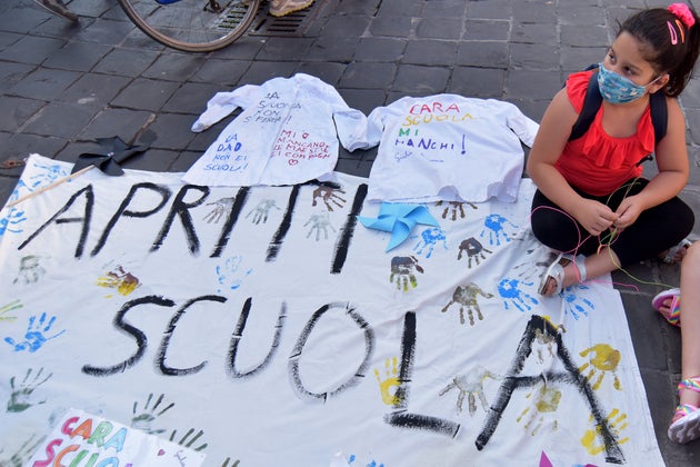 ROME, ITALY - JUNE 25:Parents, teachers and students protest in Piazza San Silvestro against the measures...