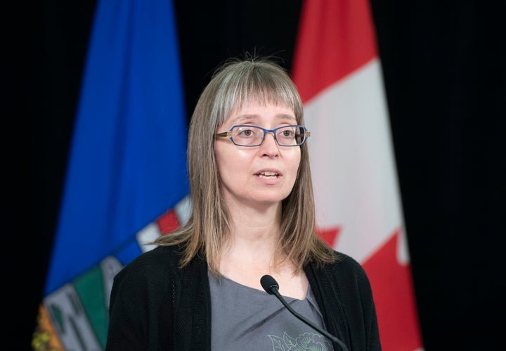 Alberta chief medical officer Dr. Deena Hinshaw speaks during a press conference on July 21, 2020.