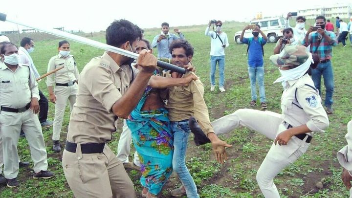 Police thrashing a Dalit couple in Guna district of MP 