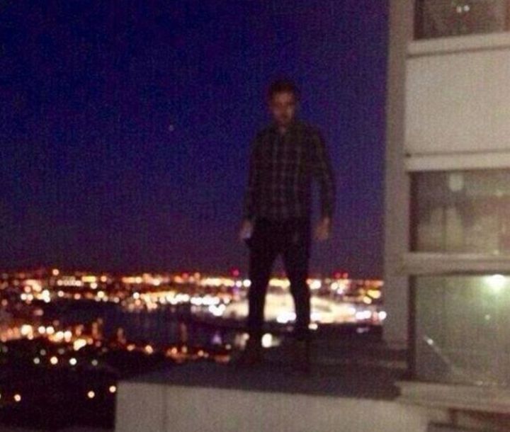 Liam Payne on a rooftop in East London