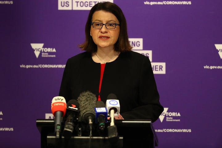 Minister for Health Jenny Mikakos speaks to the media on July 23, 2020 in Melbourne, Australia.