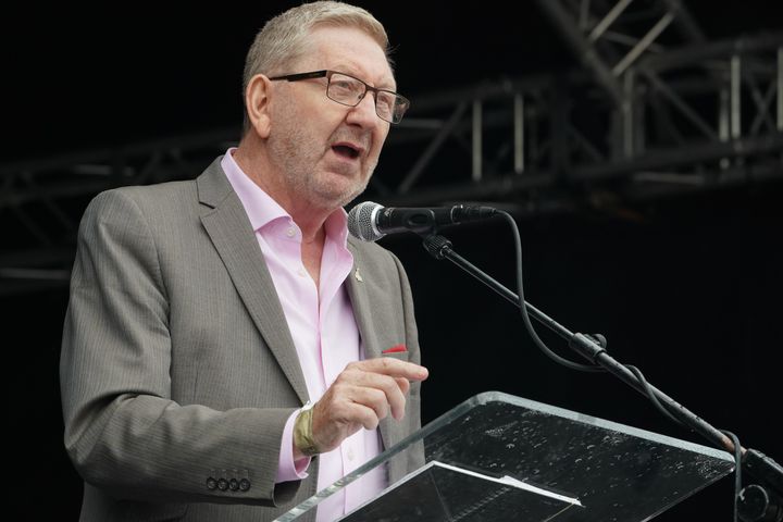 Len McCluskey makes a speech during the Durham Miners' Gala.