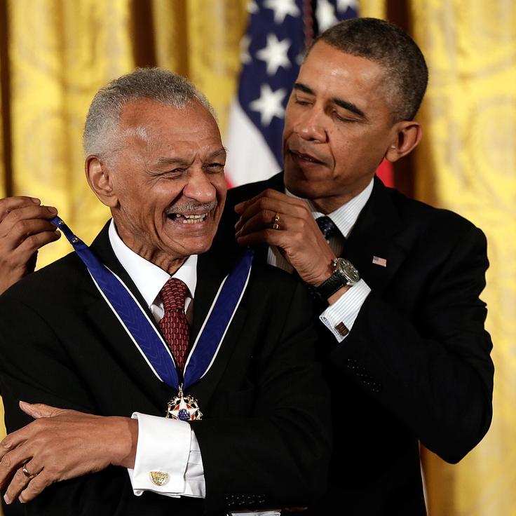 WASHINGTON, DC - NOVEMBER 20: U.S. President Barack Obama awards the Presidential Medal of Freedom to C.T. Vivian in the East Room at the White House on November 20, 2013 in Washington, DC. The Presidential Medal of Freedom is the nation's highest civilian honor, presented to individuals who have made meritorious contributions to the security or national interests of the United States, to world peace, or to cultural or other significant public or private endeavors. (Photo by Win McNamee/Getty Images)