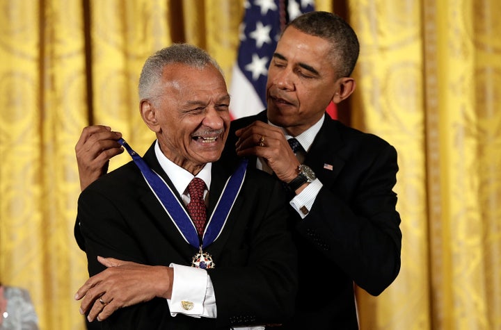 WASHINGTON, DC - NOVEMBER 20: U.S. President Barack Obama awards the Presidential Medal of Freedom to C.T. Vivian in the Eas