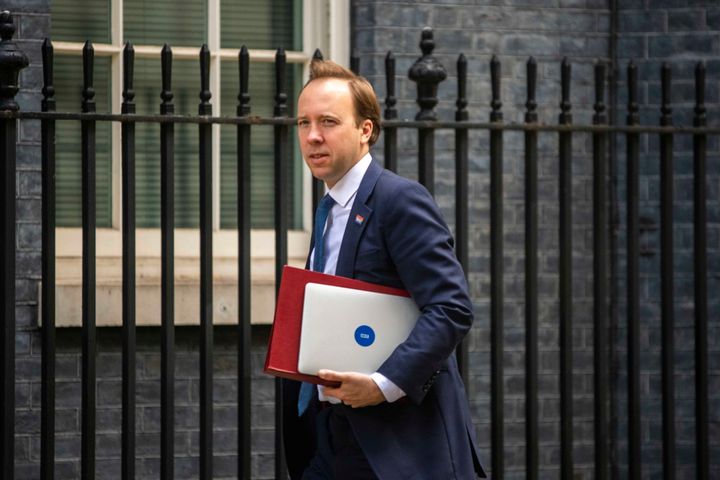 Matt Hancock, Secretary of State for Health and Social Care in Downing Street, London.