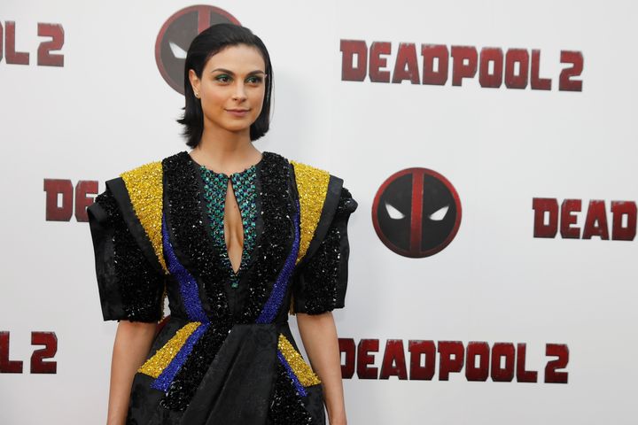 Actress Morena Baccarin is seen on the red carpet at the premiere of "Deadpool 2" in New York, May 14, 2018.