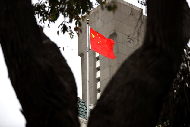 The Chinese flag flies over the Consulate General of China on July 24, 2020 in San Francisco, California....