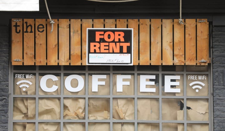 The shuttered Dock coffee shop on Toronto's Queen Street East, May 15, 2020.