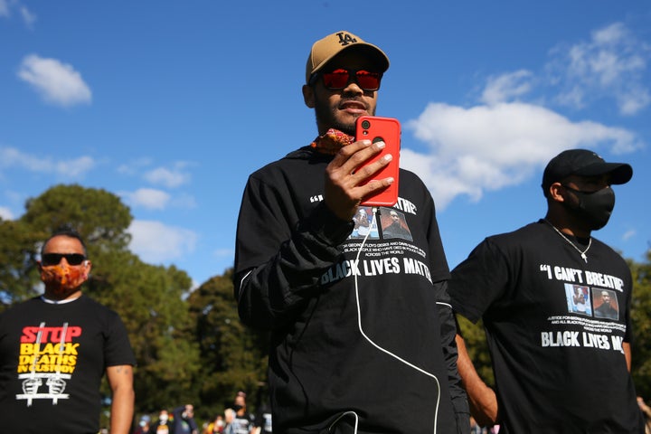 Rally organiser David Silva makes his entrance into a rally against Black Deaths in Custody in The Domain on July 05, 2020 in Sydney, Australia.The rally was organised to protest against Aboriginal and Torres Strait Islander deaths in custody and in solidarity with the global Black Lives Matter movement. 