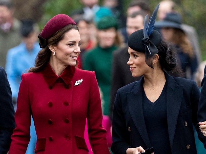 Kate Middleton and Meghan Markle attend Christmas Day service at the Church of St. Mary Magdalene on the Sandringham Estate o