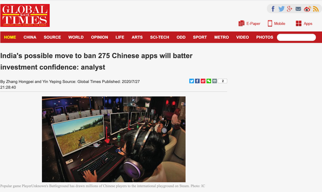 How Chinese Media Reacted To Reports Of India Banning More China
