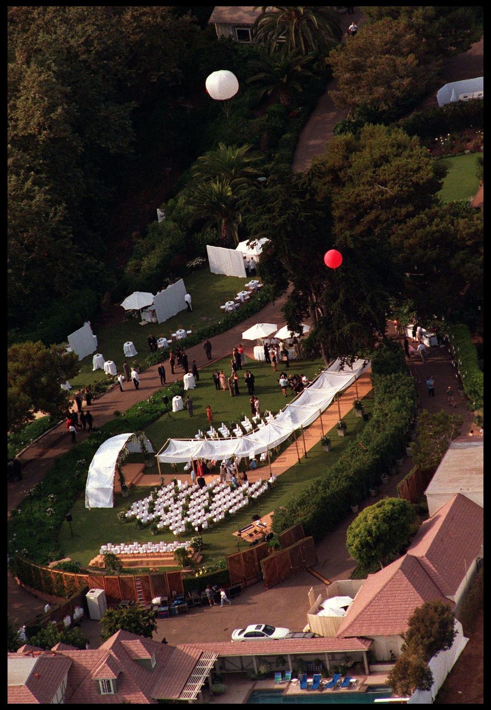 An aerial view of Brad Pitt and Jennifer Aniston's wedding venue