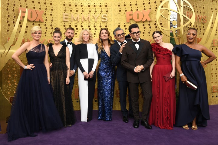 The cast of "Schitt's Creek" at last year's Emmy Awards in Los Angeles on Sept. 22, 2019.