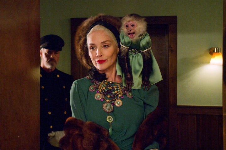 Sharon Stone (and her monkey!) in "Ratched."