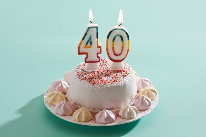 Birthday cake with burning candles