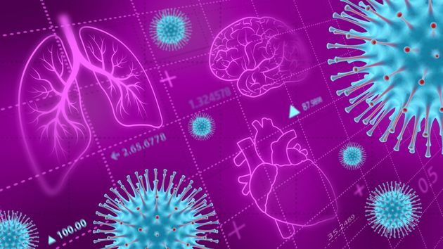 Medical background. Microbiology and virology concept - 3d Rendering.