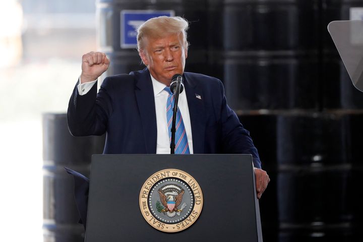 President Donald Trump, seen Wednesday, has suggested delaying the November presidential election due to his own baseless concerns about mail-in voting. His comments come as he trails in the polls with fewer than 100 days until the election.