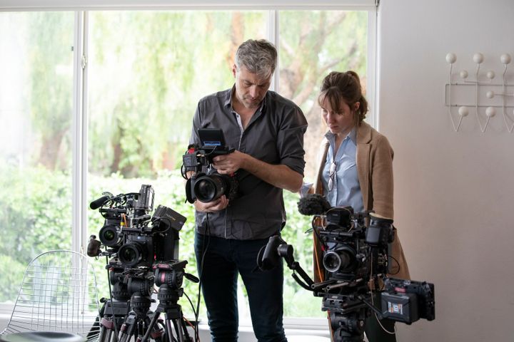 Cinematographer Thorsten Thielow and director Elizabeth Wolff working on "I'll Be Gone In The Dark." 