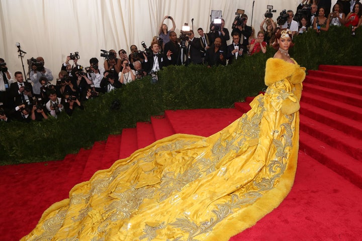 Rihanna attends "China: Through the Looking Glass", the 2015 Costume Institute Gala, at Metropolitan Museum of Art in New York.