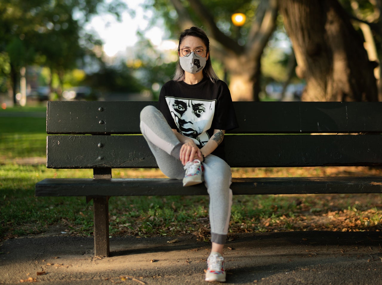 Patricia Kim, a social worker and COVID-19 whistleblower at Rikers Island, poses for a portrait in the East Williamsburg neighborhood of Brooklyn, New York.