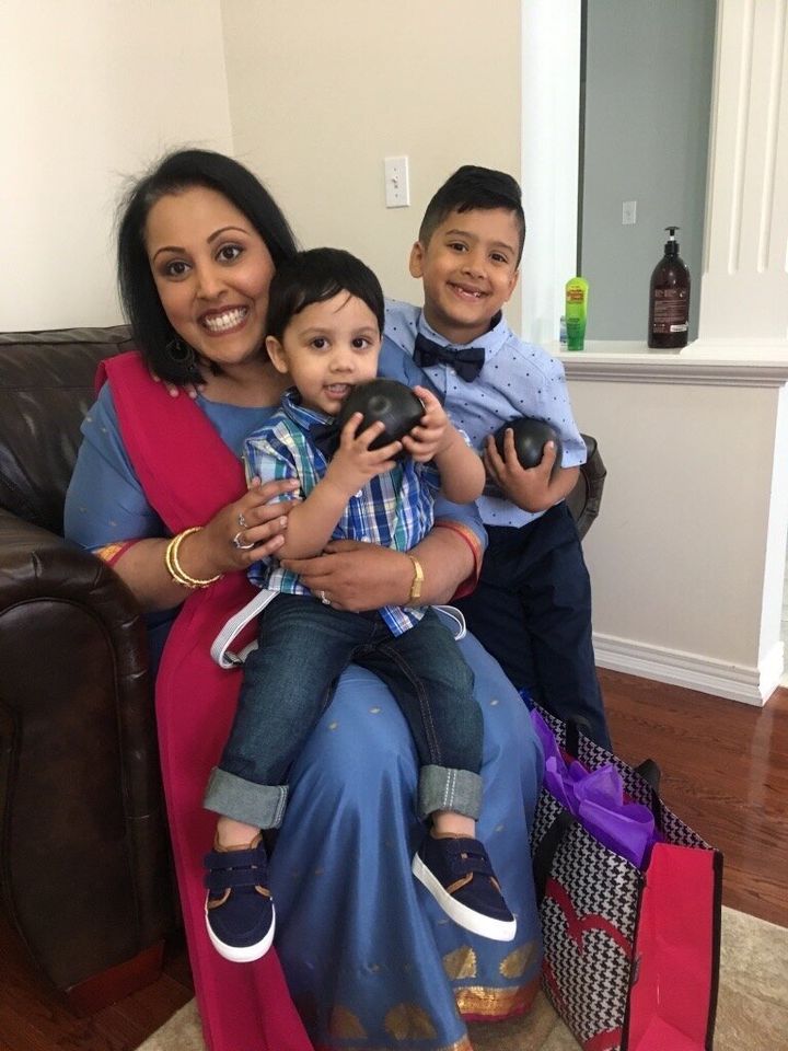 In Ontario, 44-year-old Samirah Hossenbux will not attend Eid prayers because she faces a higher health risk if she gets COVID-19. She's pictured here with her nephews during Eid 2019.