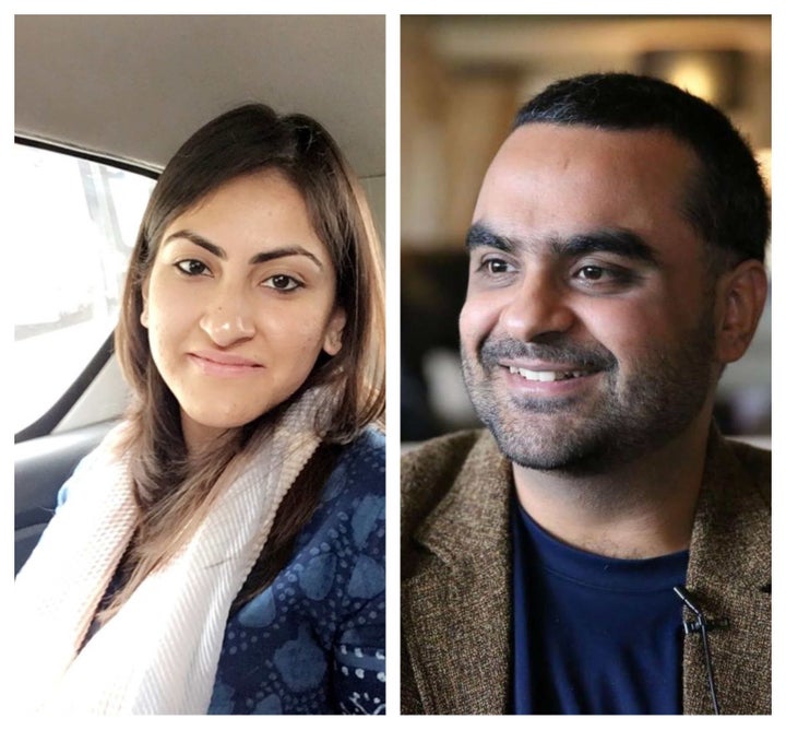 Poets Aditi Angiras and Akhil Katyal.