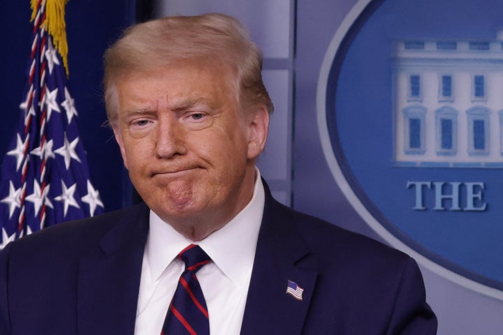 President Donald Trump speaks during a news conference in the James Brady Briefing Room of the White House on July 30, 2020 in Washington, DC.