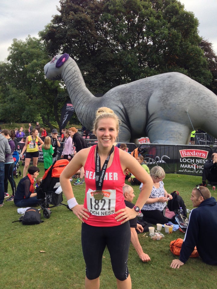 Heather, completing the Loch Lomond marathon after recovering from cervical cancer