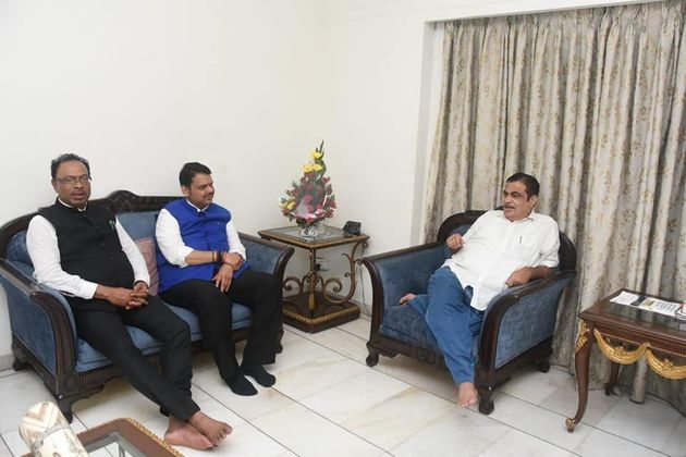 Chandrashekhar Bawankule with former Maharashtra CM Devendra Fadnavis and Union minister Nitin Gadkari...